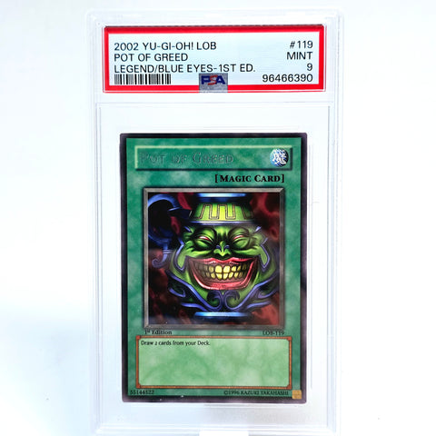 Pot of Greed – Yu-Gi-Oh! LOB 1st Edition (2002) – PSA 9
