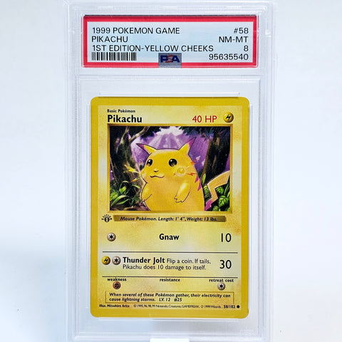 Pikachu (1999 1st Edition Yellow Cheeks) – PSA 8 NM-MT