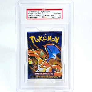 1999 Pokémon Base Foil Pack (Shadowless) – Charizard Artwork – PSA 10