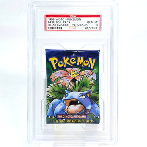 1999 Pokémon Base Foil Pack (Shadowless) – Venusaur Artwork – PSA 10