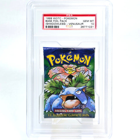 1999 Pokémon Base Foil Pack (Shadowless) – Venusaur Artwork – PSA 10